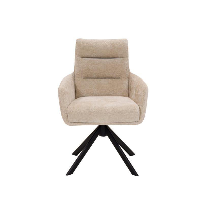 Chaise de salle à manger pivotante de luxe, base en métal noir