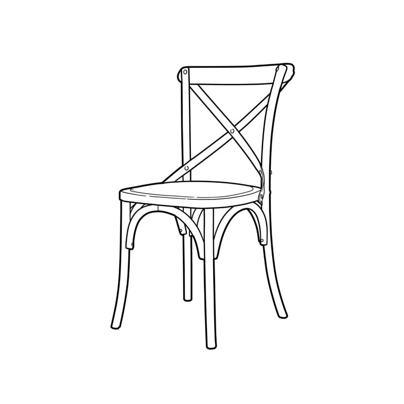 Chaise de salle à manger en chêne massif, assise en rotin