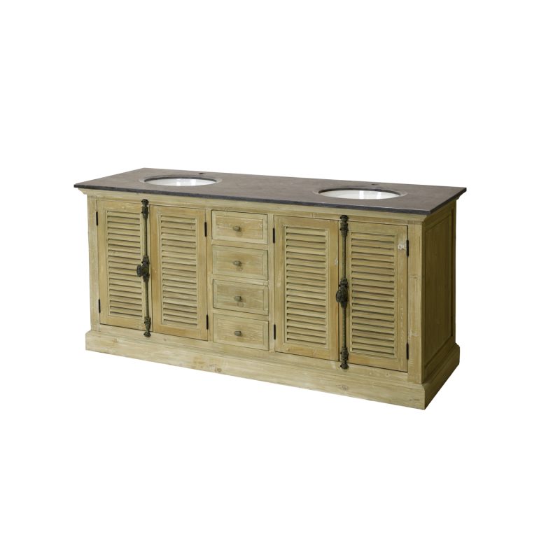 Meuble vasque en pin et pierre blue - Image 2