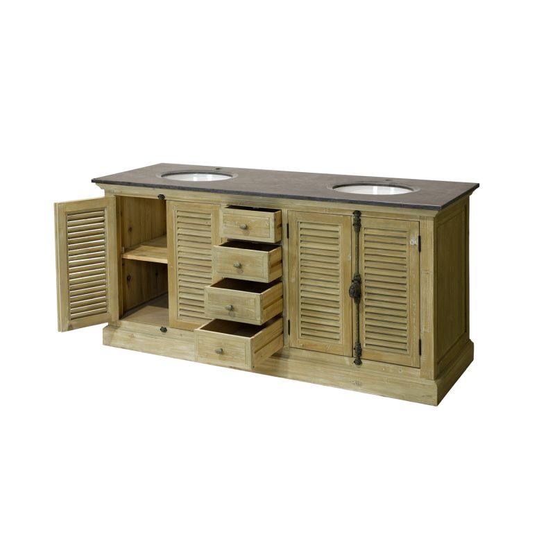 Meuble vasque en pin et pierre blue - Image 3