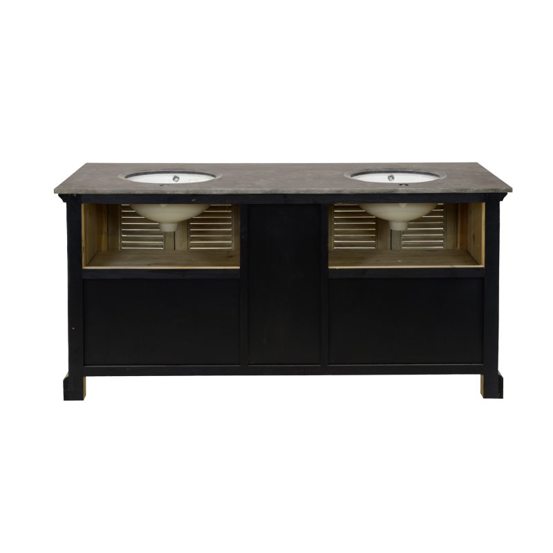 Meuble vasque en pin et pierre blue - Image 4