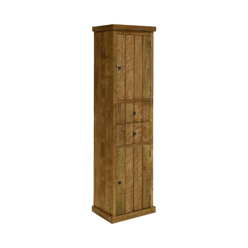 Armoire colonne porte à charnière droite teck recyclé - Image 2
