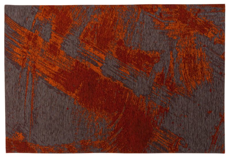 Tapis design63 gris foncé avec ocre/rouge 155x230cm