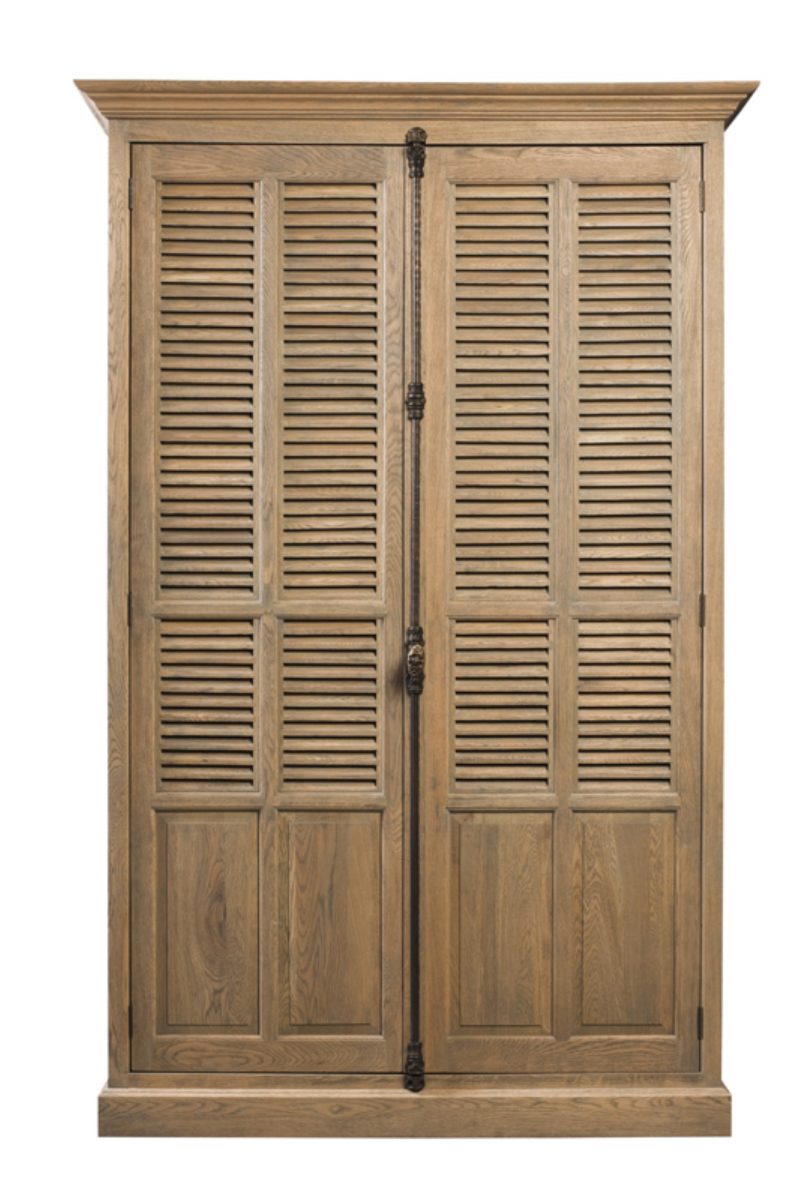 Armoire persiennes 2 portes chêne grisé