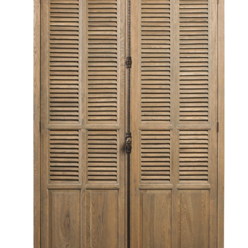 Armoire persiennes 2 portes chêne grisé