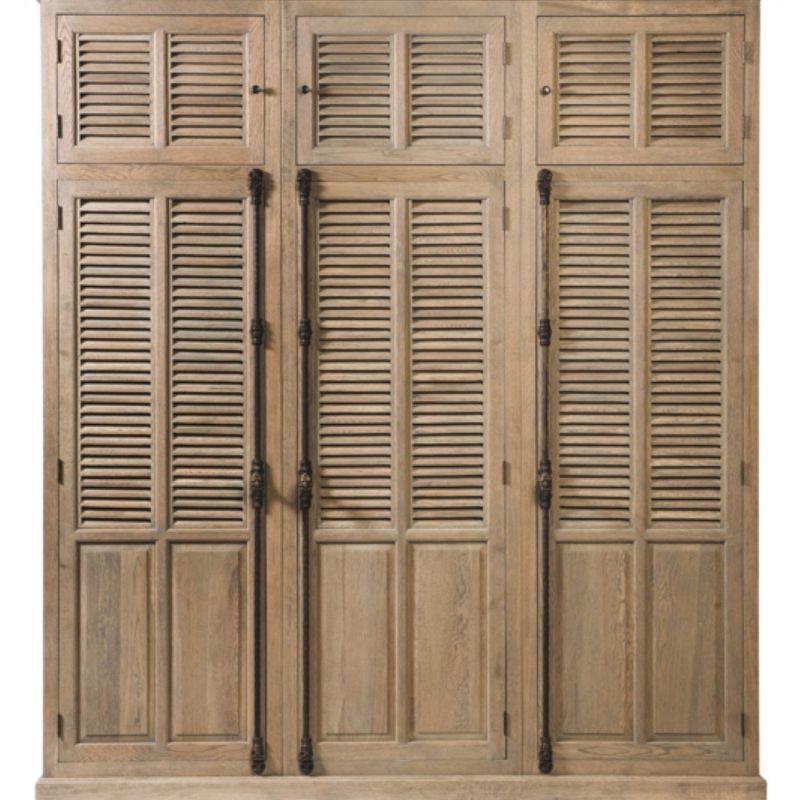 Armoire persiennes 3 portes chêne grisé