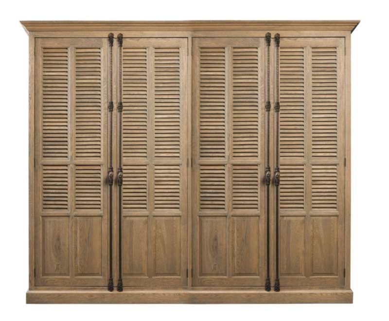 Armoire persiennes 4 portes chêne grisé