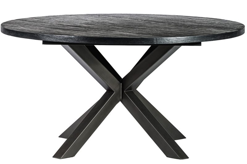 Table à diner ronde noir piètement métal (ø 150cm)