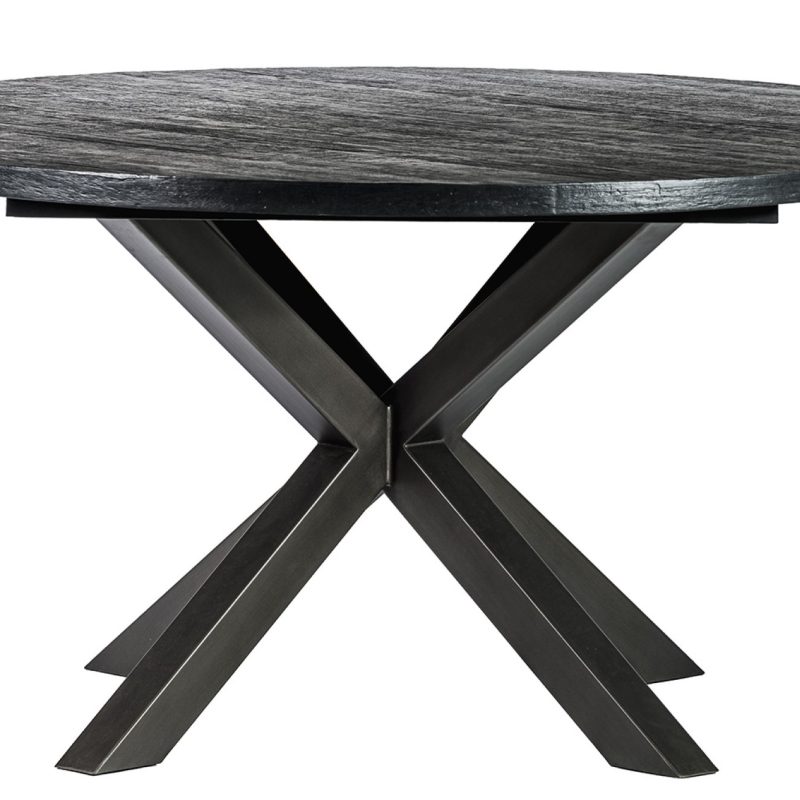 Table à diner ronde noir piètement métal (ø 150cm)