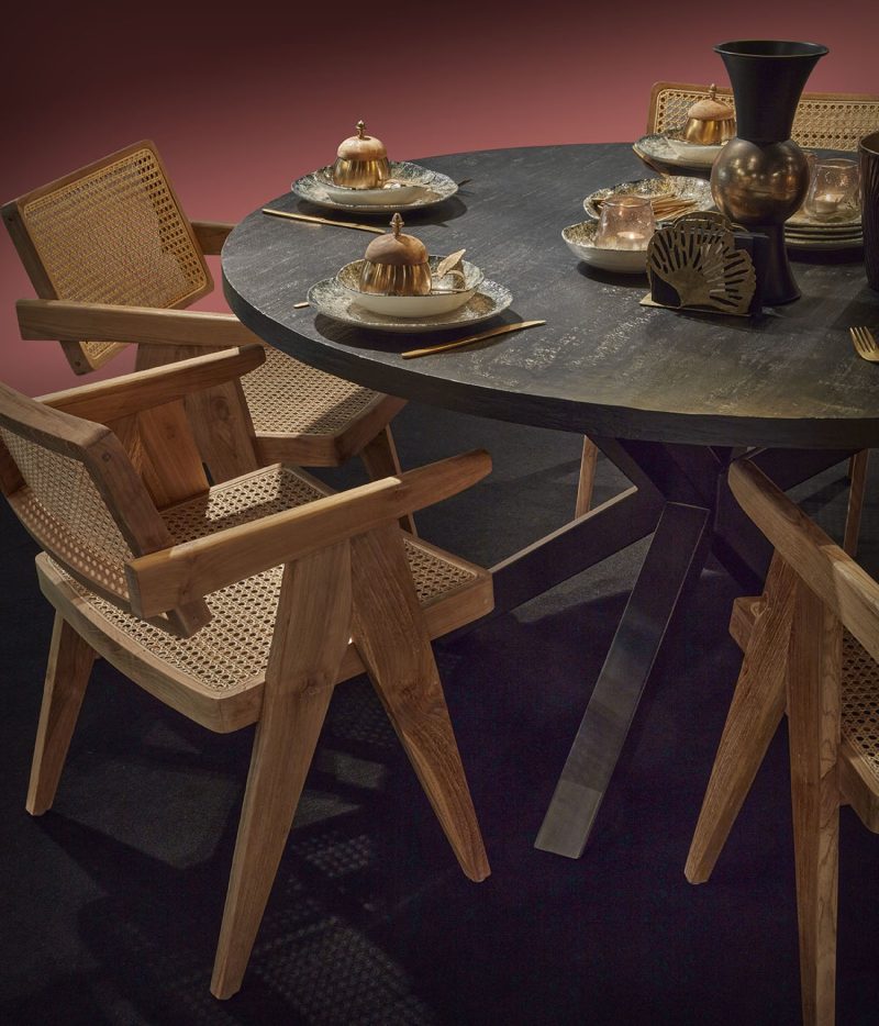 Table à diner ronde noir piètement métal (ø 150cm) - Image 2