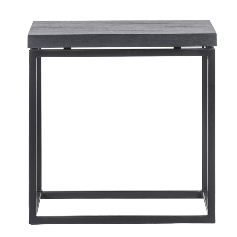 Table basse carrée chêne noir pieds métal