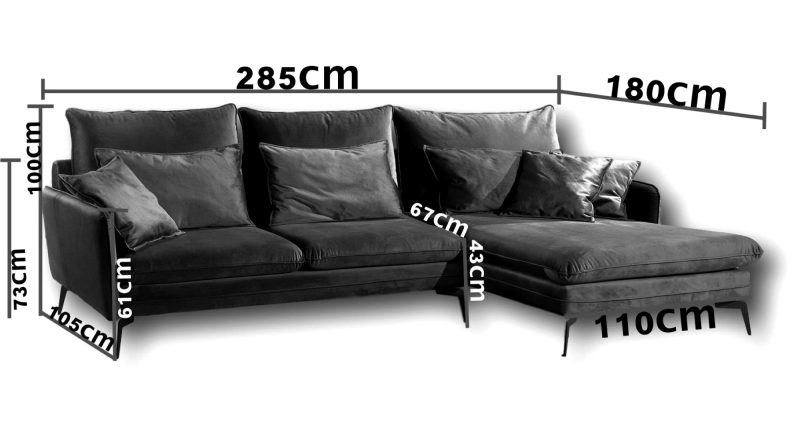 Canapé d'angle au magnifique aspect velours anthracite - Image 2