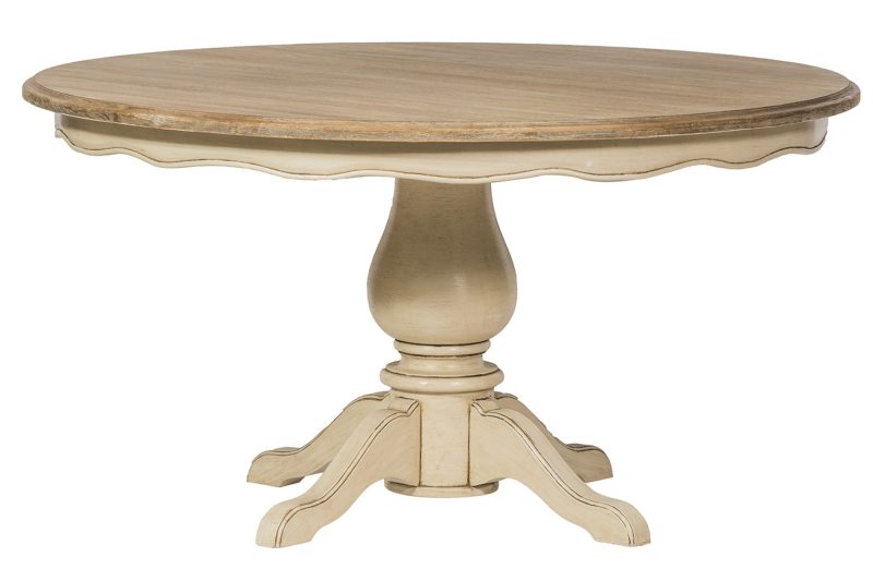Table ronde (ø145cm) plateau teck placage