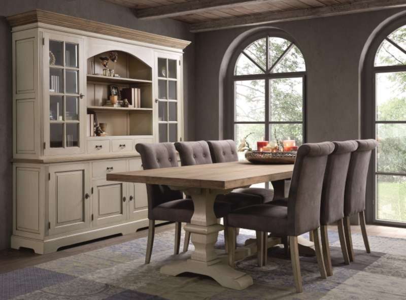 Table (220 x 100cm) plateau teck placage - Image 2