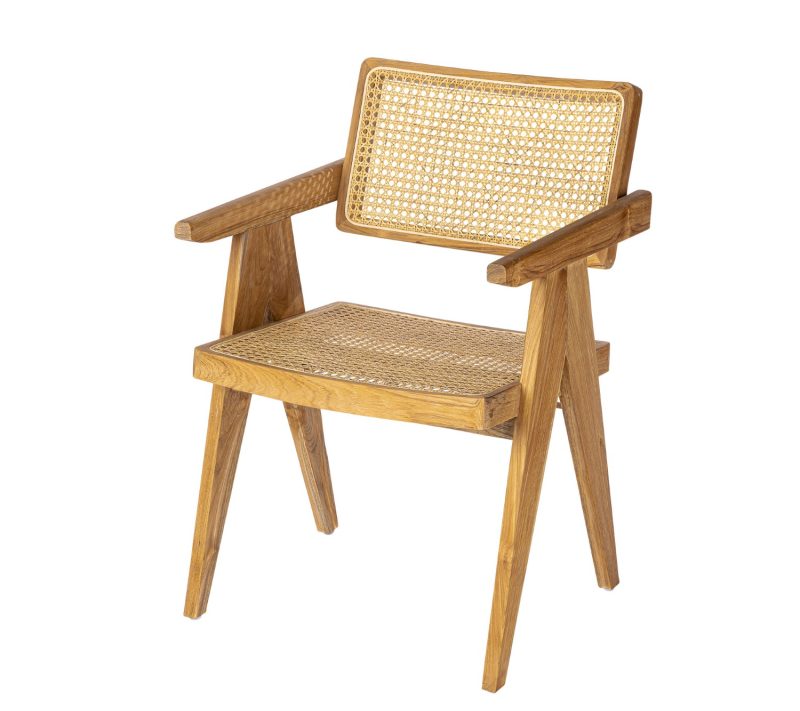 Chaise de salle à manger en teck et rotin - Image 2