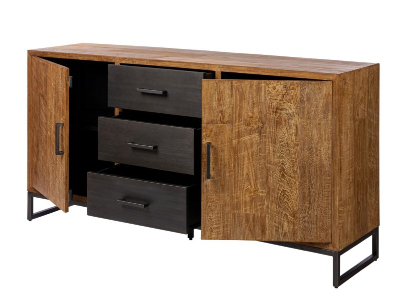 Buffet en teck, 2 portes, 3 tiroirs - Image 3
