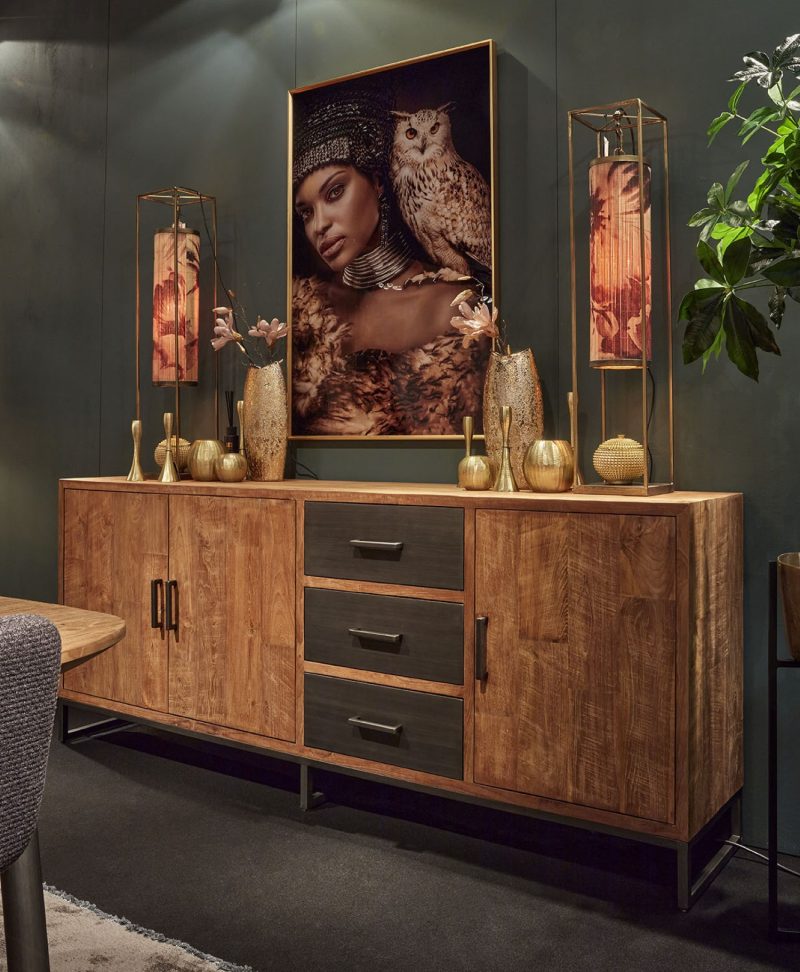Buffet en teck, 3 portes, 3 tiroirs - Image 4