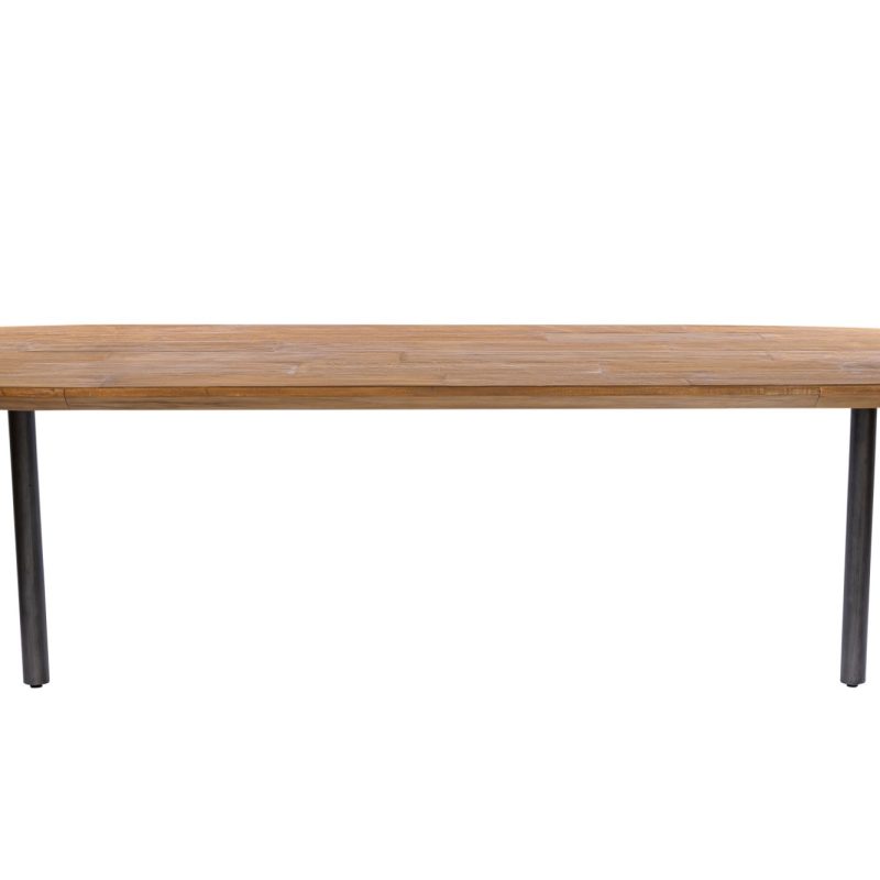 Table à diner en teck, piétement métal (200 x 100cm)