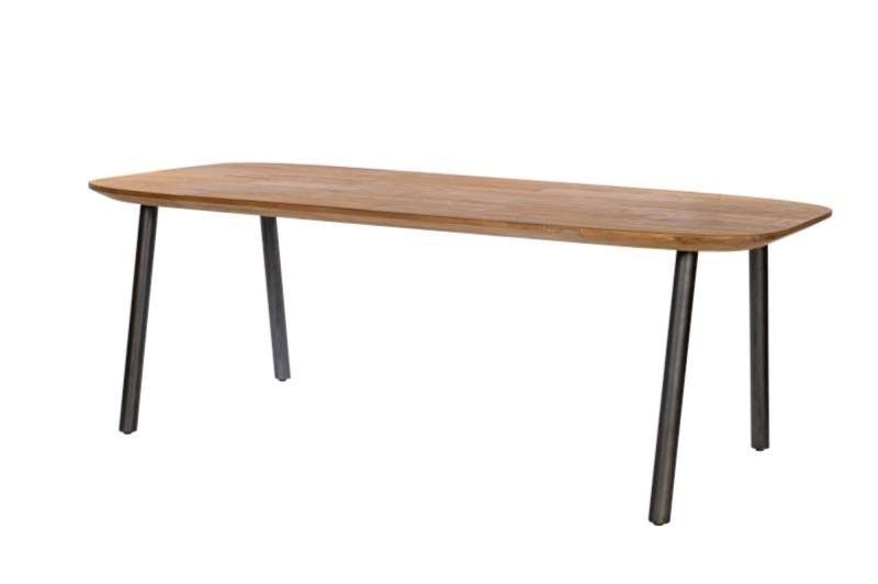 Table à diner en teck, piétement métal (200 x 100cm) - Image 2