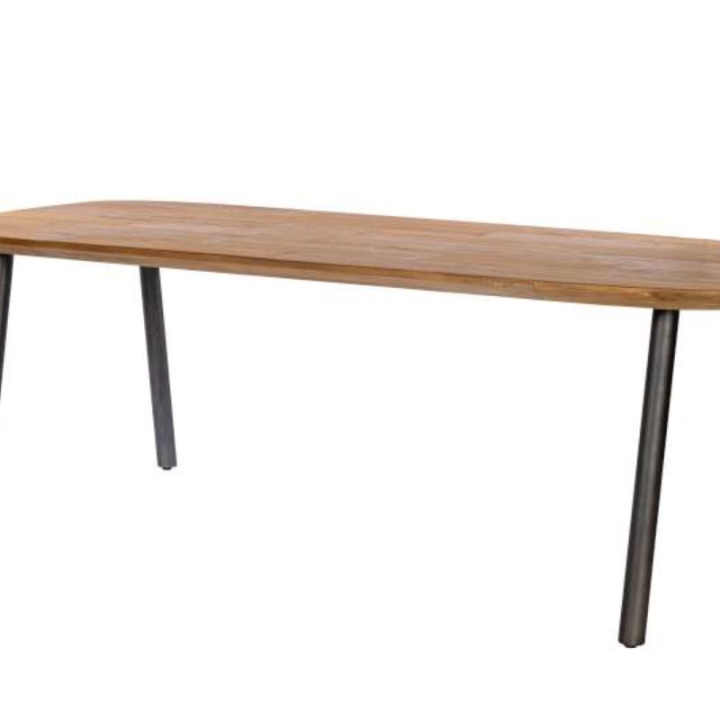 Table à diner en teck, piétement métal (240 x 100cm)