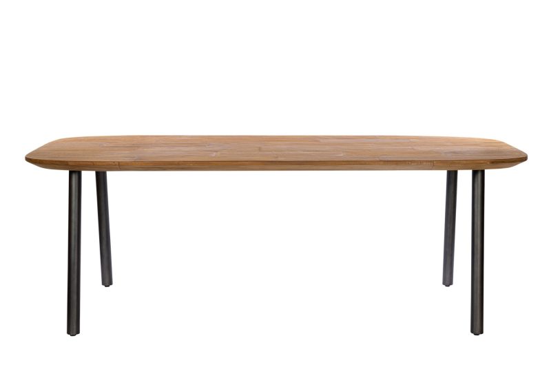 Table à diner en teck, piétement métal (240 x 100cm) - Image 2