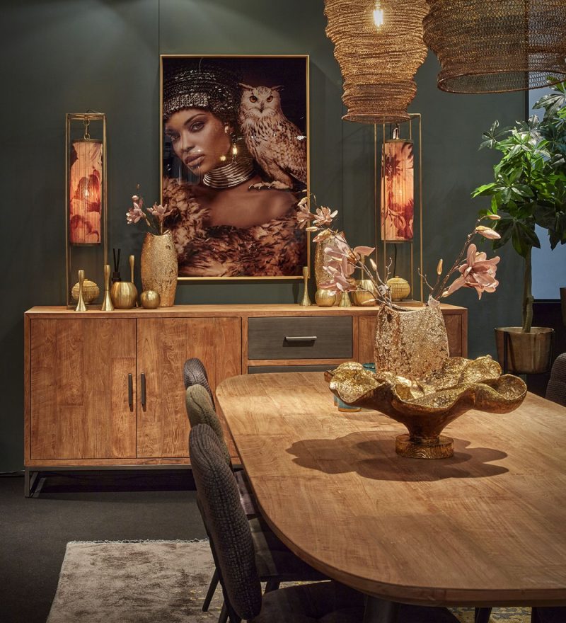 Table à diner en teck, piétement métal (240 x 100cm) - Image 3
