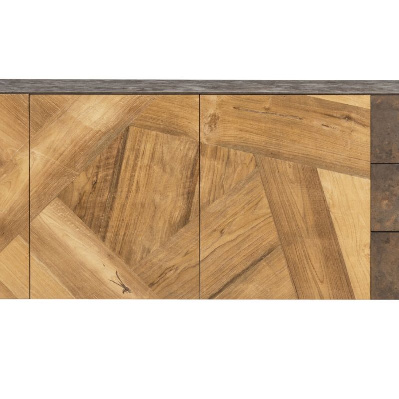 Buffet 3 portes 3 tiroirs zigzag teck recyclé
