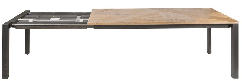 Table de repas à allonges (200/300 x 100cm) zigzag teck recyclé - Image 2