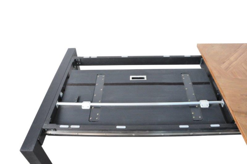 Table de repas à allonges (200/300 x 100cm) zigzag teck recyclé - Image 3