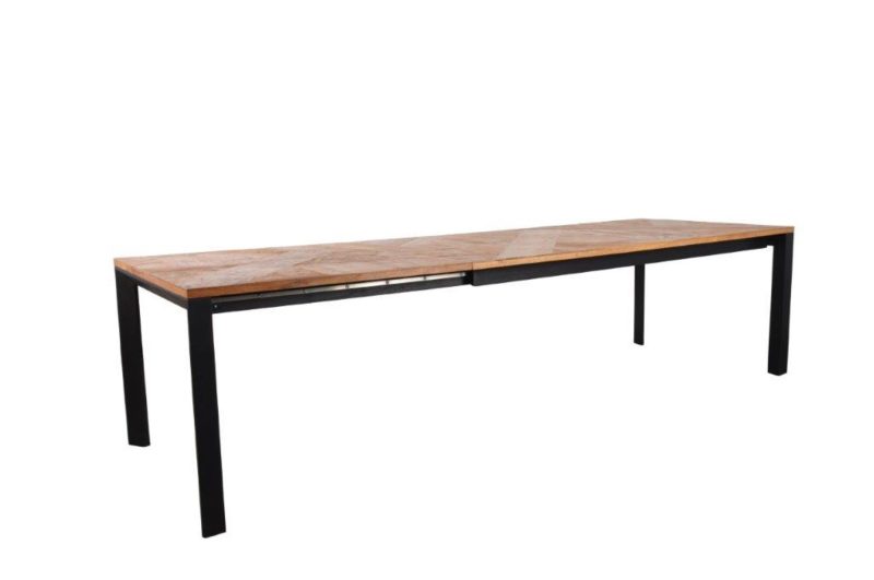 Table de repas à allonges (200/300 x 100cm) zigzag teck recyclé - Image 4