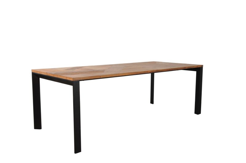 Table de repas (220 x 100cm) zigzag teck recyclé - Image 3