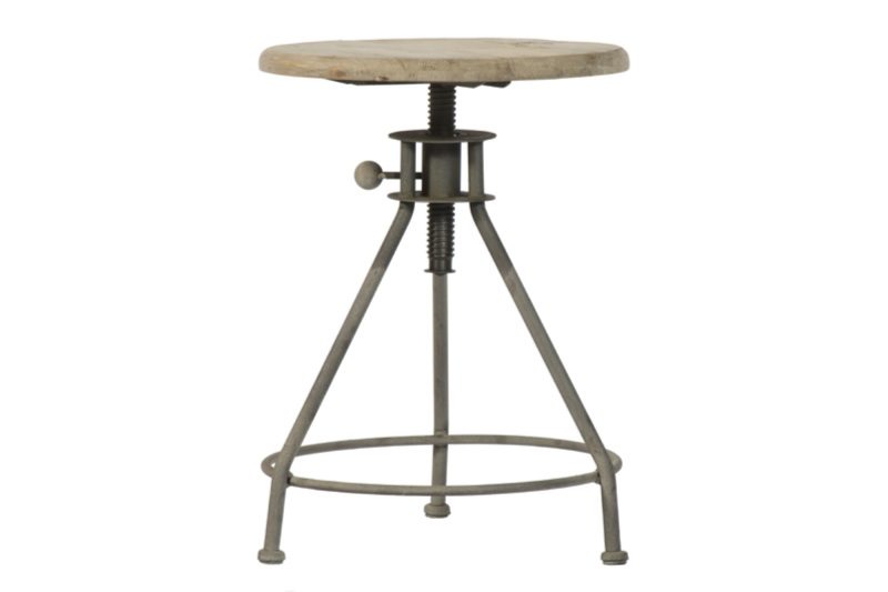 Tabouret ajustable pin recyclé naturel