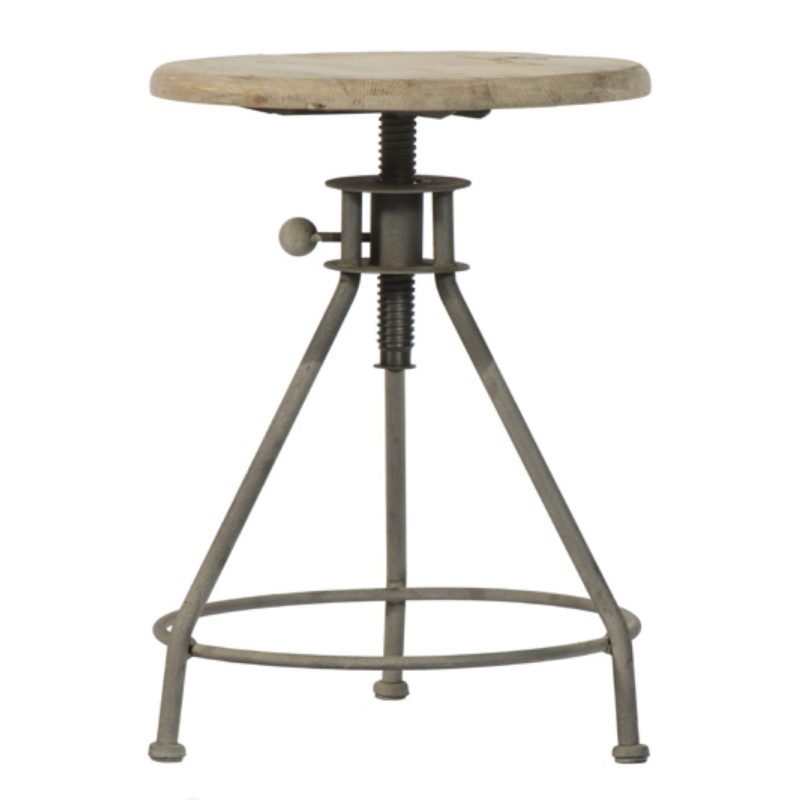 Tabouret ajustable pin recyclé naturel