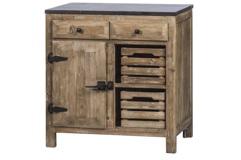 Meuble de cuisine pin recyclé 2 tiroirs 1 porte - Image 2