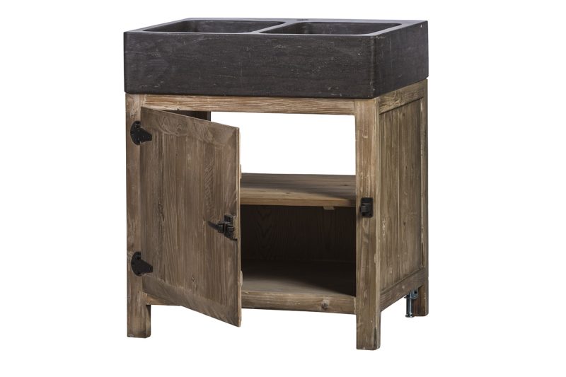 Meuble de cuisine pin recyclé évier 1 porte - Image 3