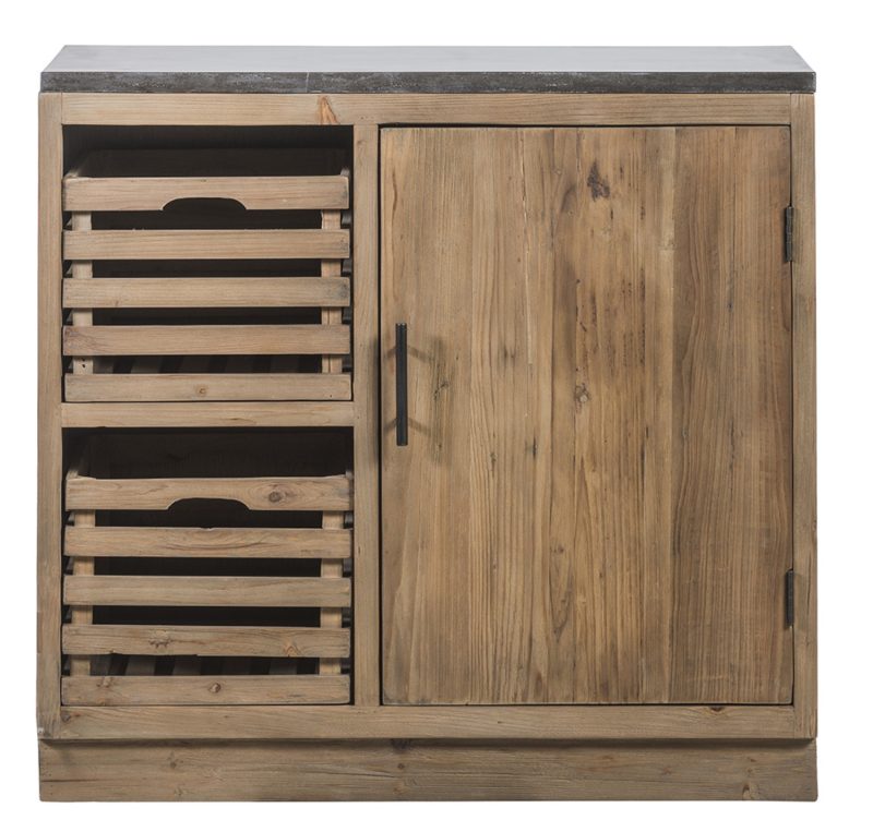 Meuble de cuisine pin nature 1 porte 2 tiroirs