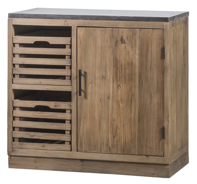 Meuble de cuisine pin nature 1 porte 2 tiroirs - Image 2