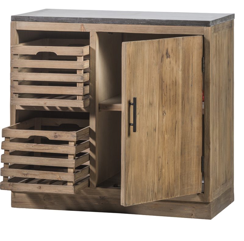Meuble de cuisine pin nature 1 porte 2 tiroirs - Image 3