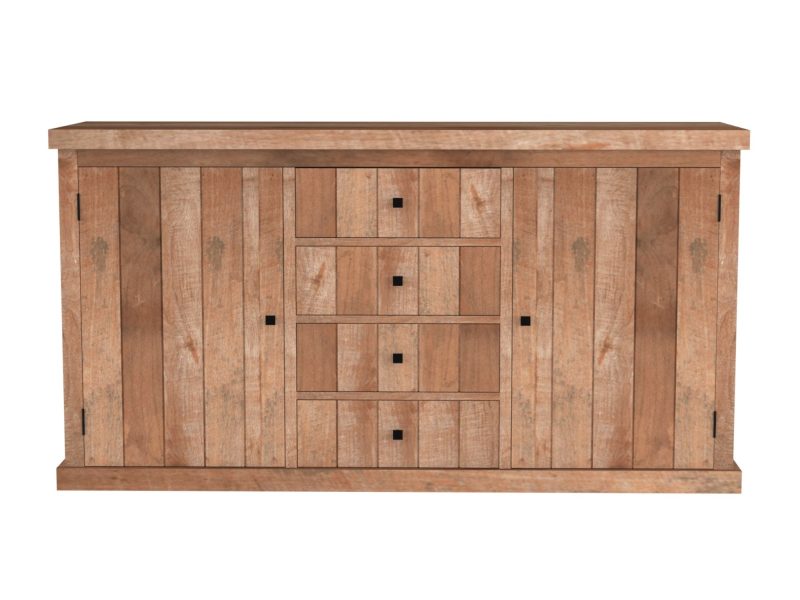 Buffet 2 portes 4 tiroirs teck recyclé