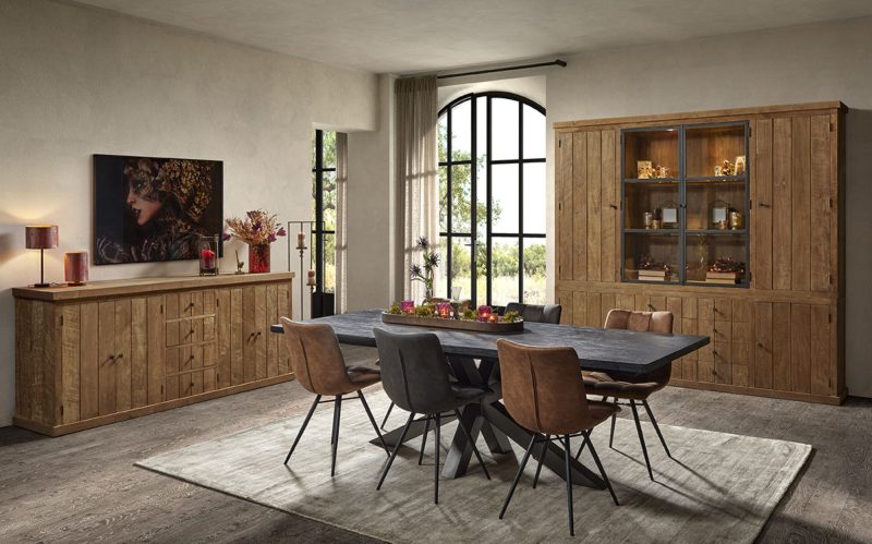 Buffet 2 portes 4 tiroirs teck recyclé - Image 2