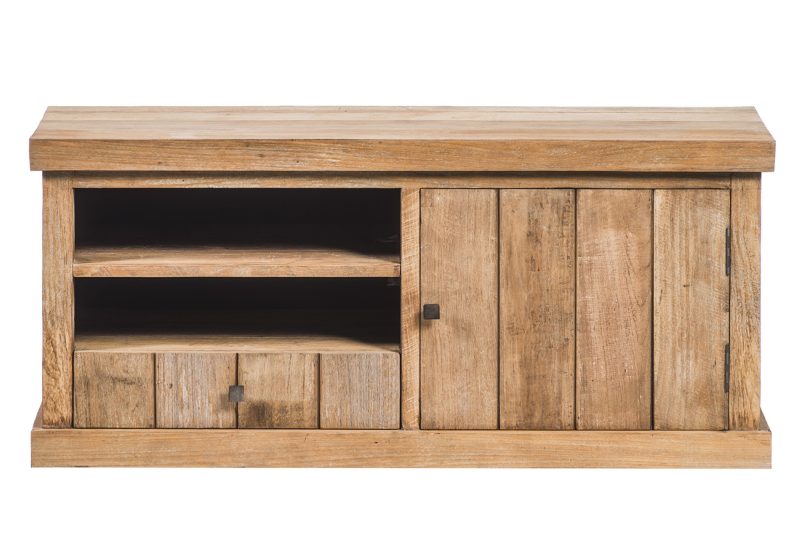 Meuble tv 1 porte 1 tiroir teck recyclé