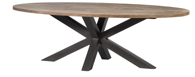 Table à diner ovale piètement métal (240 x 120cm) - Image 2