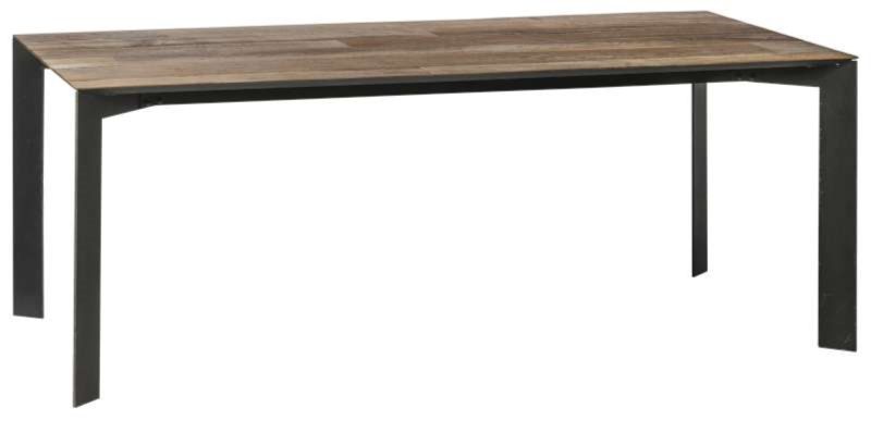 Table à diner 220 cm en teck recyclé, piétement métal - Image 2