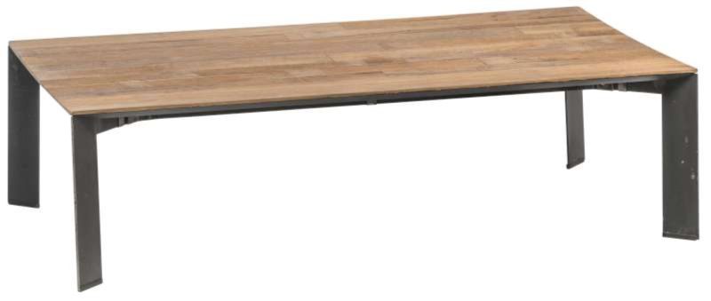 Table basse en teck recyclé, pieds métal