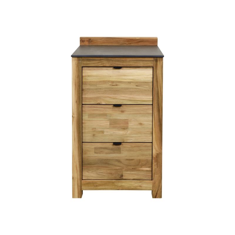 Meuble de cuisine d'extérieur, 3 tiroirs en teck