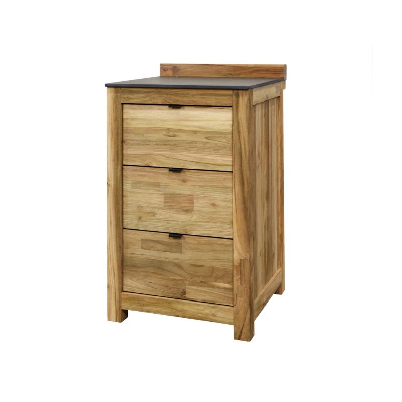 Meuble de cuisine d'extérieur, 3 tiroirs en teck - Image 3