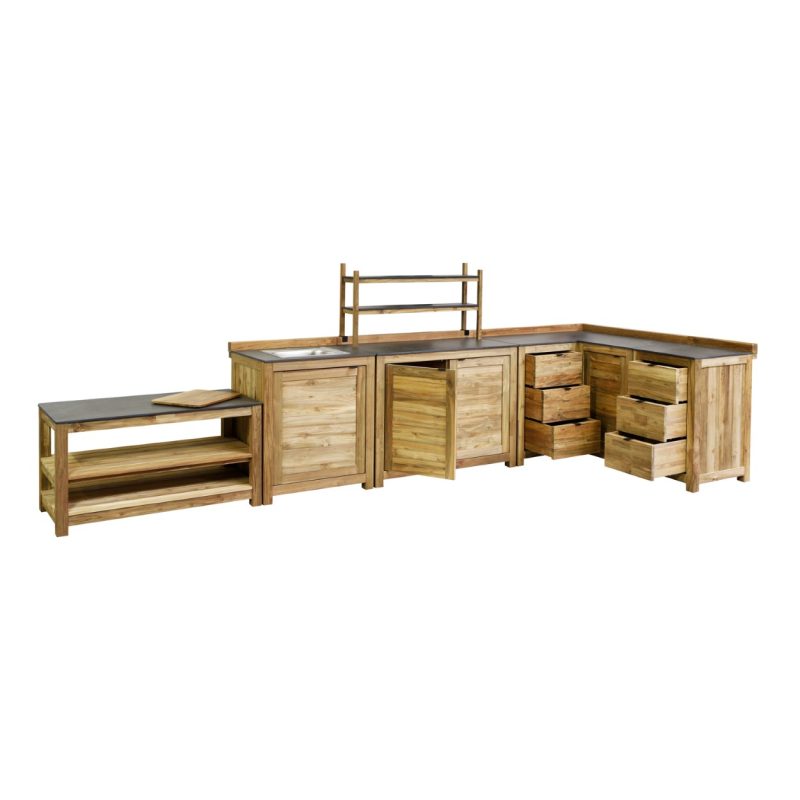 Armoire de cuisine extérieure, 2 portes en teck - Image 5