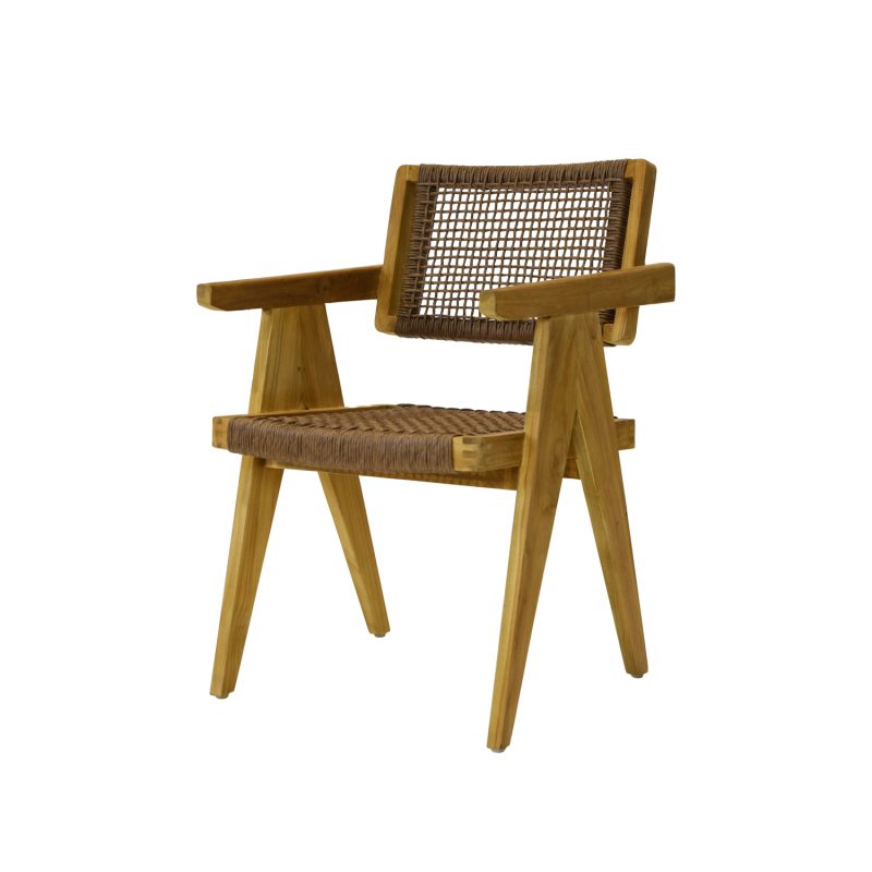 Chaise d'extérieur en teck et osier - Image 2