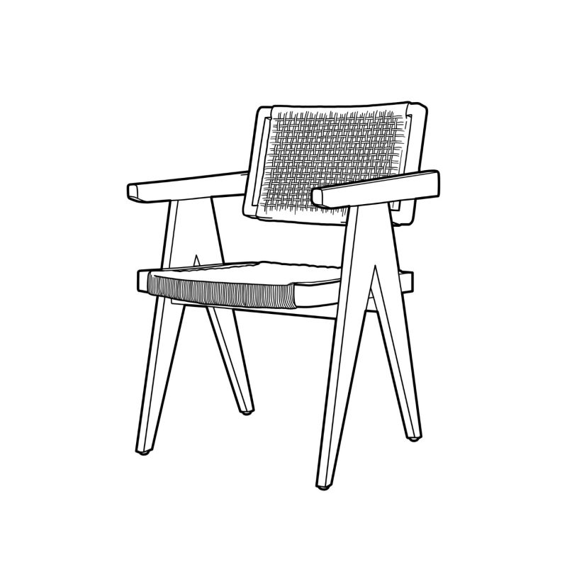 Chaise d'extérieur en teck et osier - Image 5