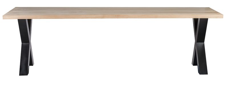 Table à diner teck piètement métal (260 x 100cm)